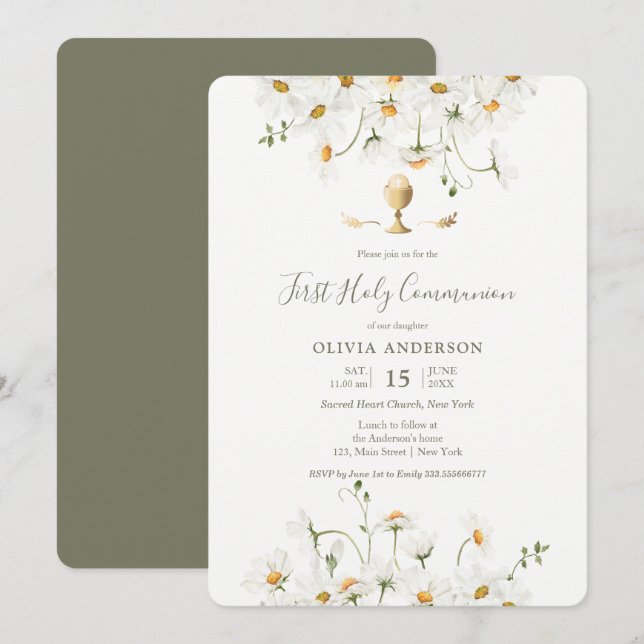 Daisy Primera Invitación Comunista Floral (Anverso / Reverso)