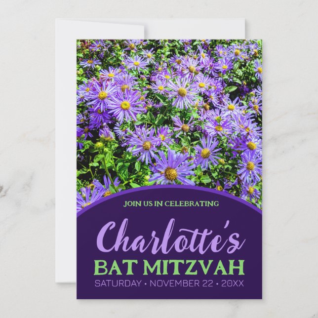 Daisy Purple Flower Nature Bat Mitzvah (Anverso)