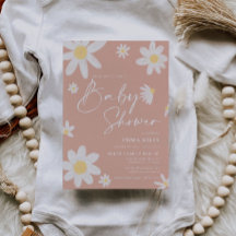 Daisy rosa de la invitación de Baby Shower