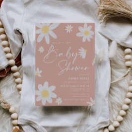 Daisy rosa de la invitación de Baby Shower