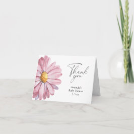 Daisy rosa Wildflower elegante Tarjeta de agradeci