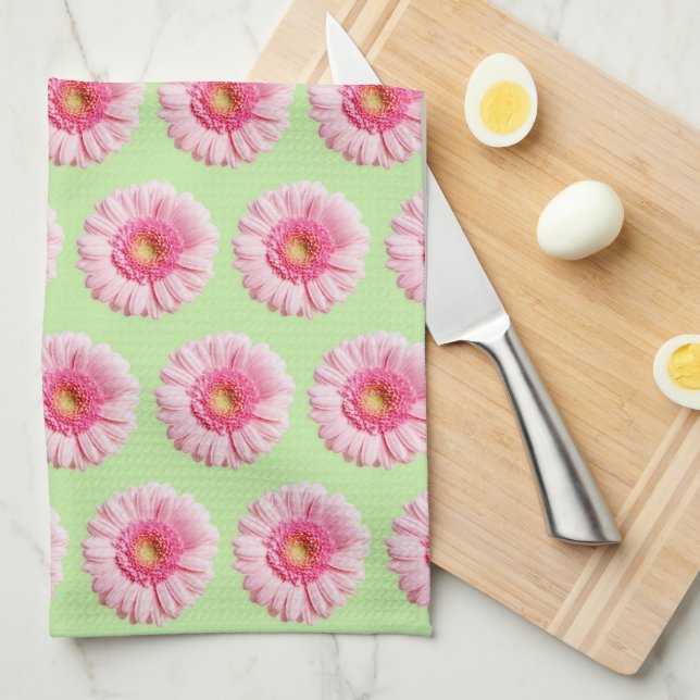 Daisy rosado en la cocina de Mint Pastel / toalla  (Doblado Cuarto)