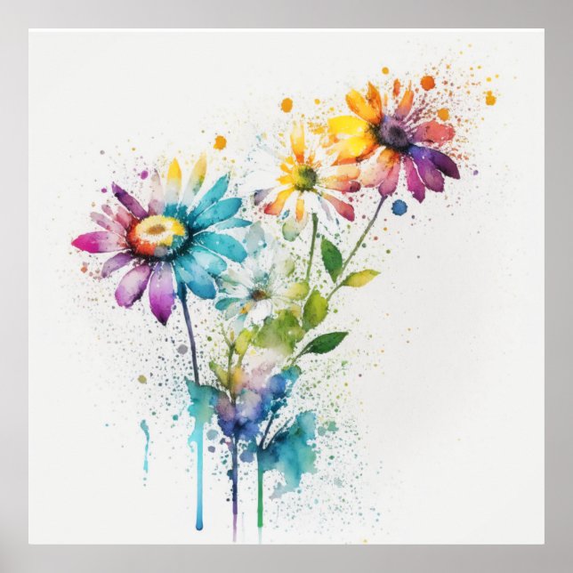 Daisy Spatter, colores vivos, arte mural (Frente)