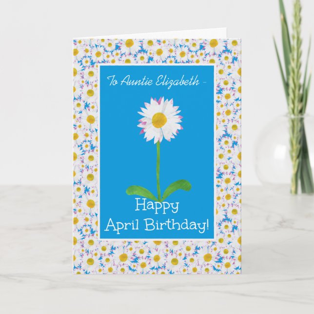 Daisy, tarjeta de cumpleaños de abril para persona (Anverso)