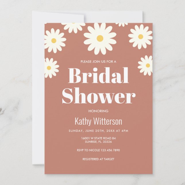 Daisy Terracotta Bridal Shower Invitación (Anverso)