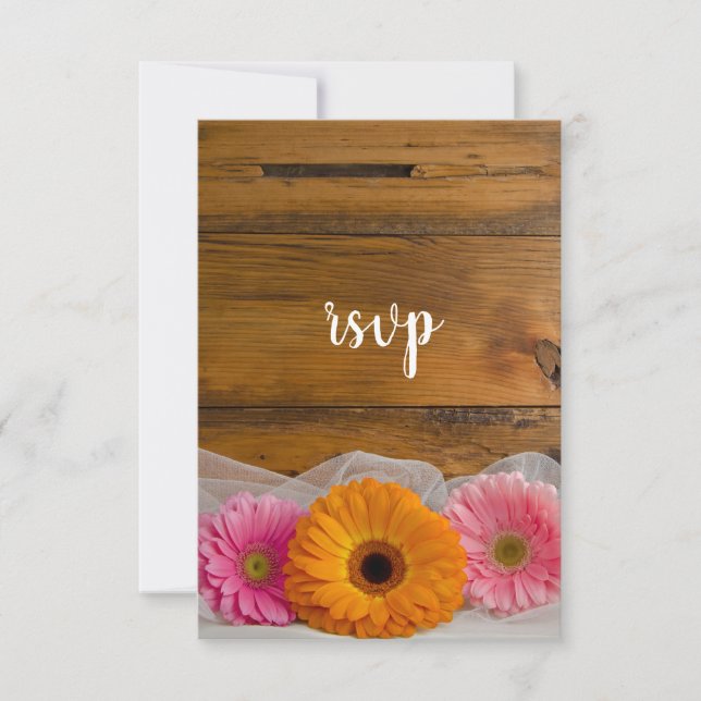 Daisy Trio Country Barn Wedn Tarjeta RSVP (Anverso)