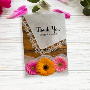 Daisy Trio y Lace Barn Boda Gracias Notas