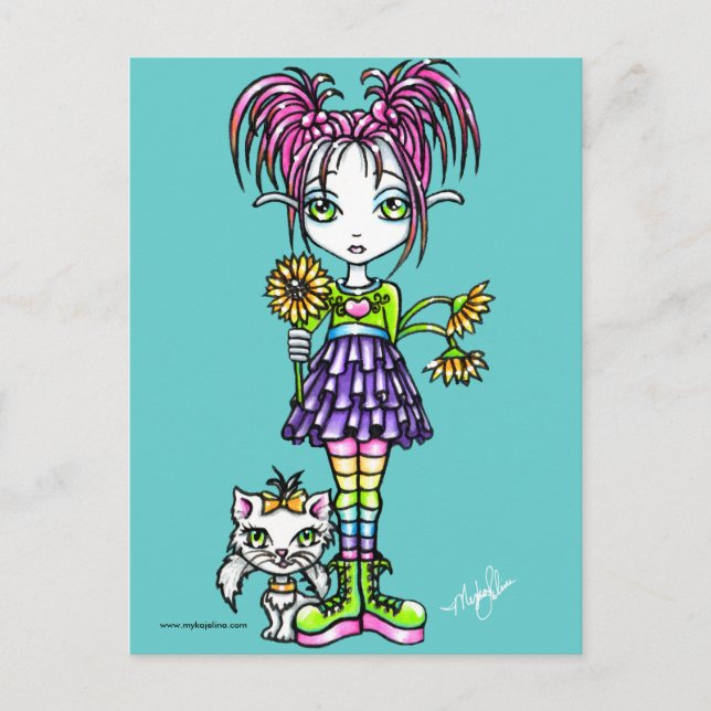 "Daisy", un niño con flores y una postal gitana (Anverso)