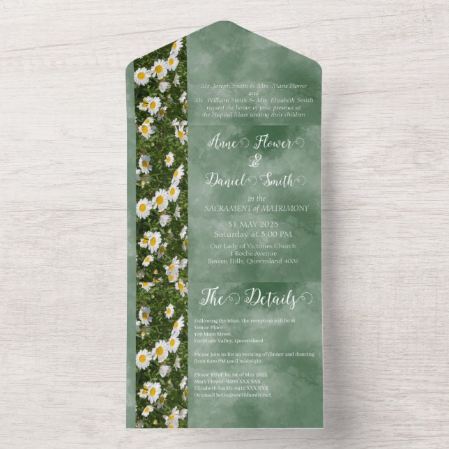 Daisy verde formal todo en una invitación de matri (Interior)