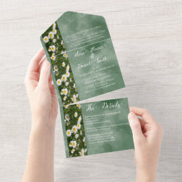 Daisy verde formal todo en una invitación de matri
