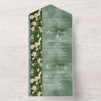 Daisy verde formal todo en una invitación de matri