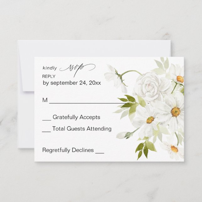 Daisy White Floral no Meal RSVP 3 (Anverso)