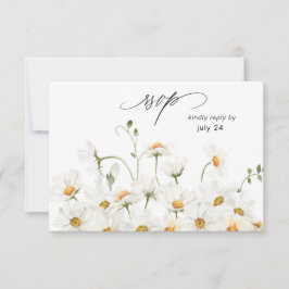Daisy White Floral w Carne RSVP Tarjeta 2
