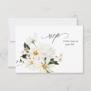 Daisy White Floral w Carne RSVP Tarjeta 3