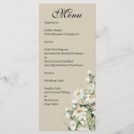 Daisy Wildflower Boho Wedding Menu