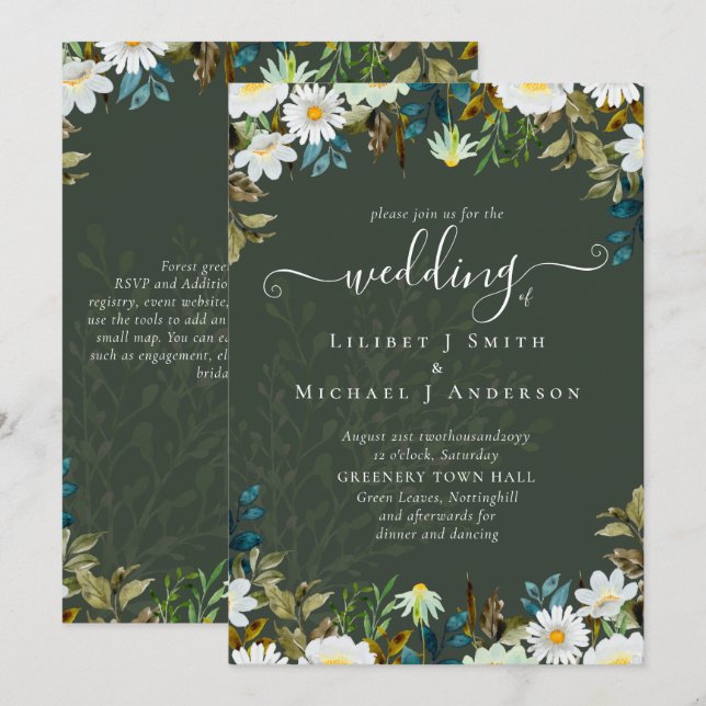 Daisy Wildflowers Greenery Boda (Anverso / Reverso)