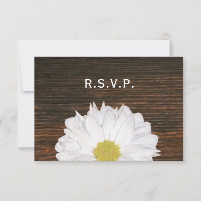 Daisy y Barnwood Rustic Wedding RSVP (Anverso)