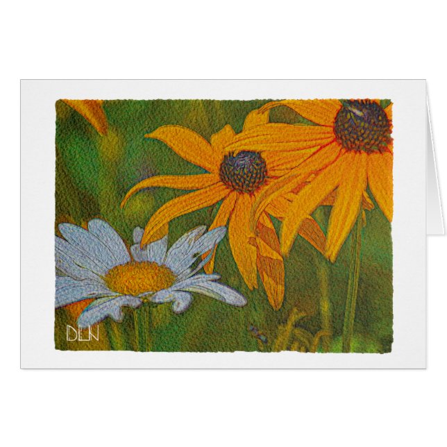Daisy y Black Eyed Susans / Efecto acuarela (Anverso (Horizontal))
