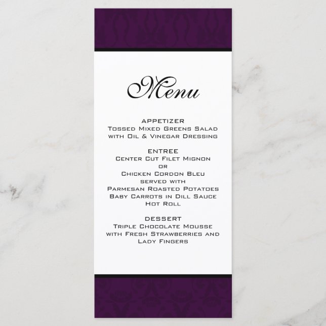 Dak Plum Damask Wedding Menu (Anverso)