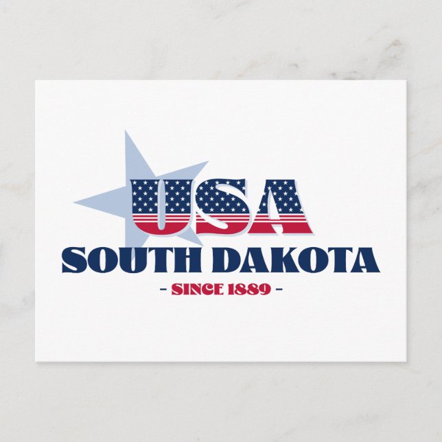 Dakota del Sur en postal roja, blanca y azul (Anverso)