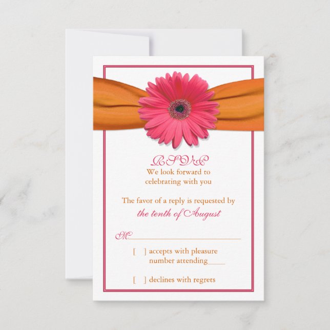 Dalia Rosa Gerber Naranja con Cinta de Boda RSVP R (Anverso)