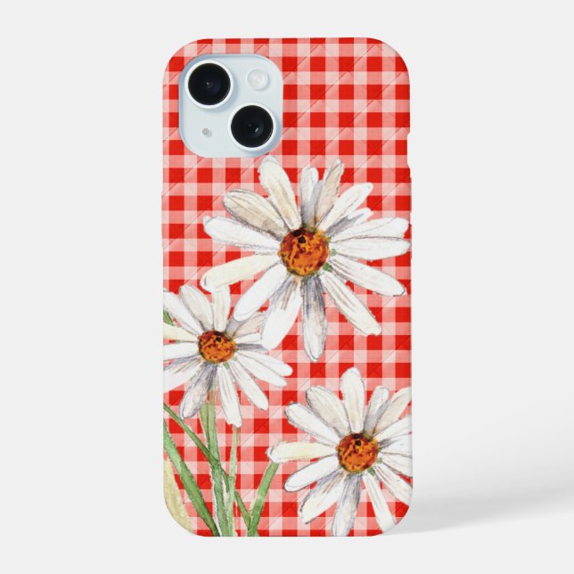 Dalias de Acuarela Sobre Gingham (Reverso )