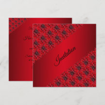 Dalias rojas sangre en invitación de estilo gótico