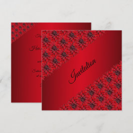 Dalias rojas sangre en invitación de estilo gótico