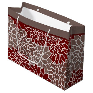 Dalias rojas y plateadas bolsa de regalo grande
