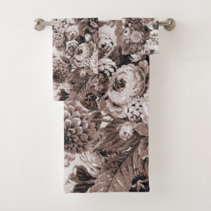 Dalias Toile floral del Peony del vintage de Brown