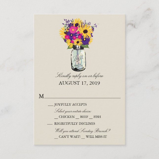Dalias y Girasoles en Tarros de Mason | RSVP (Anverso)