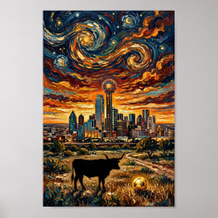 Dallas Atardecer Remolino Copa Mundial Fútbol Arte