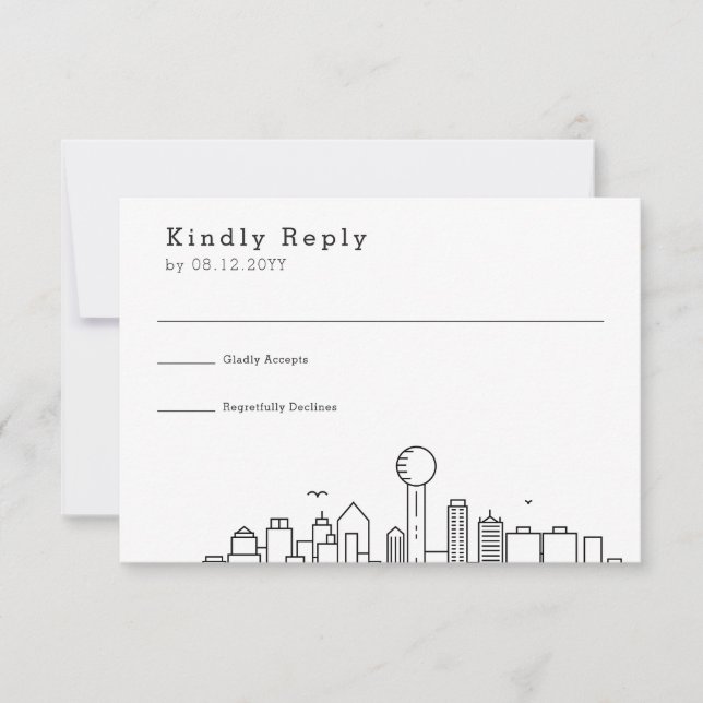 Dallas, Boda de Texas | RSVP estilizada de líneas  (Anverso)