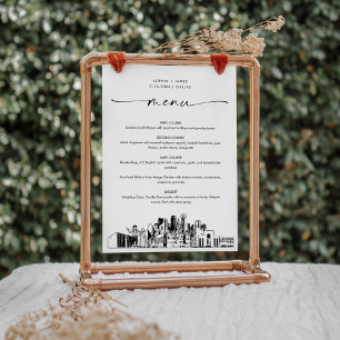 Dallas Skyline Boda Dinner Menu Card 5x7