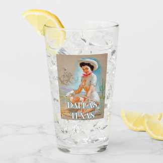 Dallas Texas Pin Up Chica Pint Glass