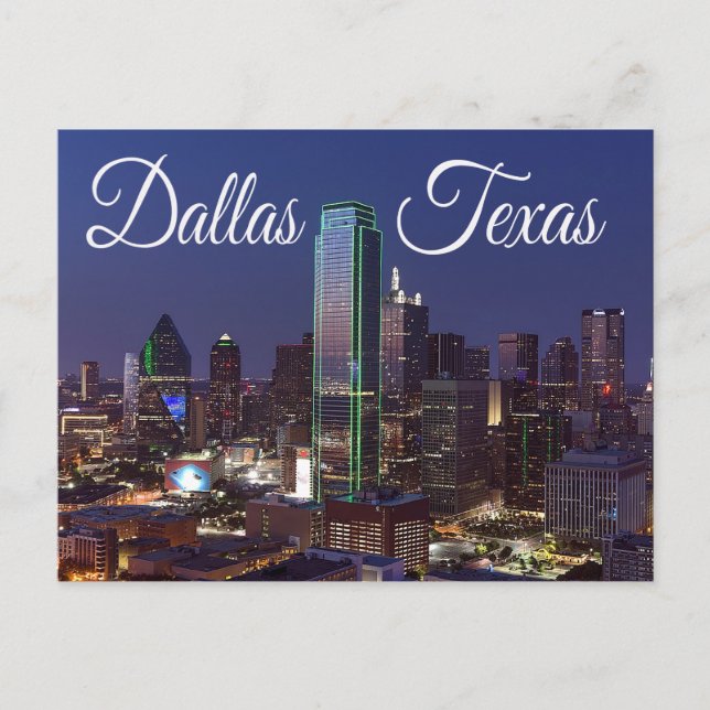 Dallas, Texas Skyline, postal de los Estados Unido (Anverso)