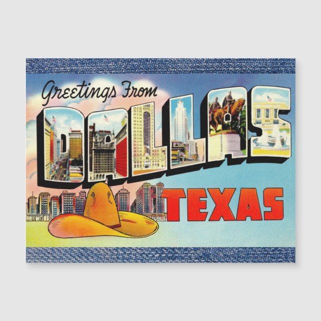 Dallas Texas Vintage Travel Magnetic Card (Anverso)