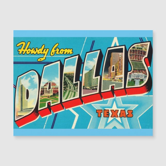 Dallas, Texas Vintage Travel Magnetic Card (Anverso)