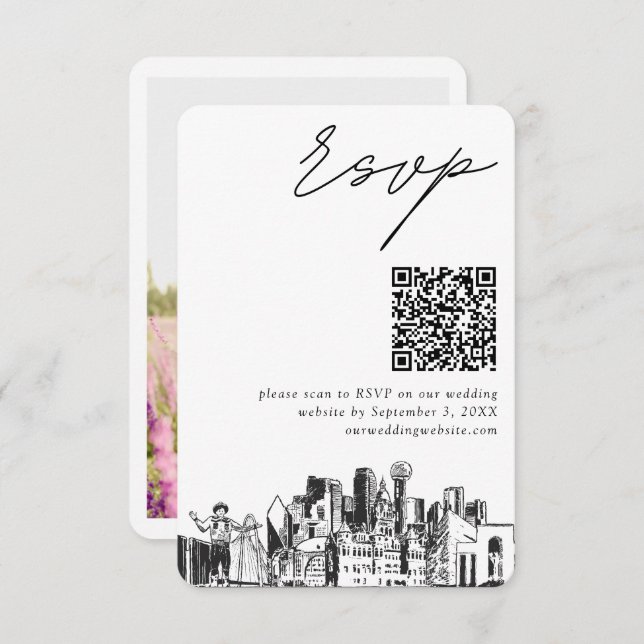 Dallas Wedding RSVP Código QR Tarjeta de gabinete  (Anverso / Reverso)