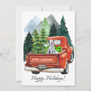 Dálmata de Navidad y Camión Antiguo Acuarela