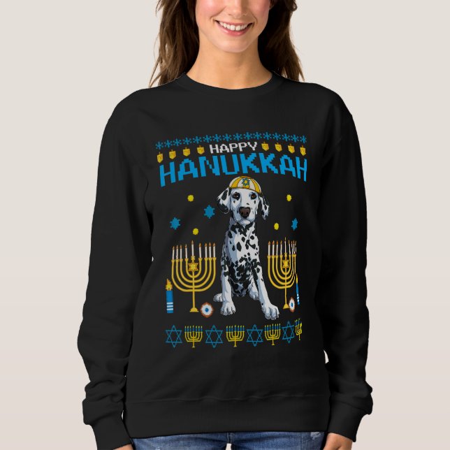 Dalmatia Chanukah Jewish Ugly Hanukkah Sweater Pa (Anverso)