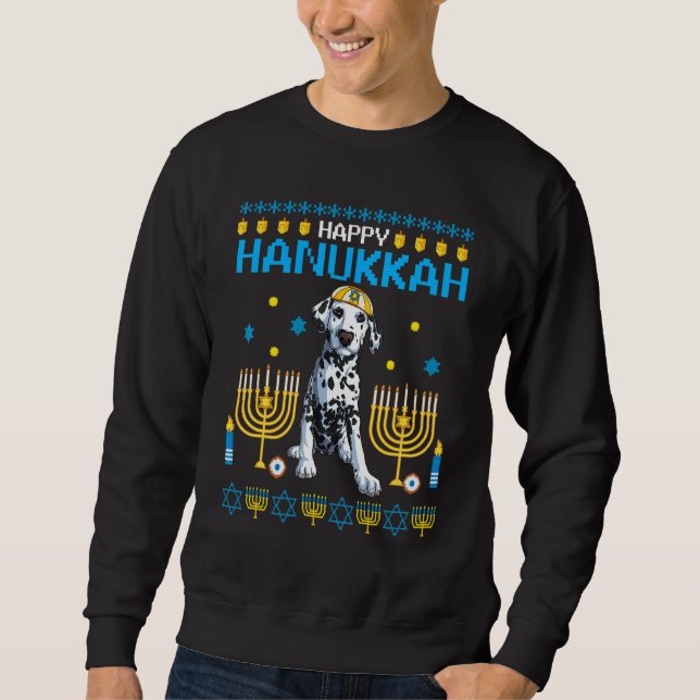 Dalmatia Chanukah Jewish Ugly Hanukkah Sweater Pa (Anverso)