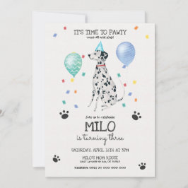 Dalmatian deja azul a la invitación de cumpleaños