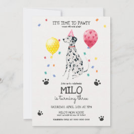 Dalmatian deja rosado a la invitación de cumpleaño