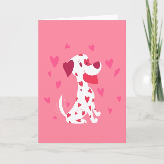 Dalmatian rosado lindo de la tarjeta del día de (Anverso)