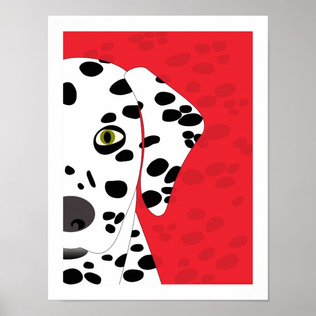 Dalmatiano | Arte de perro abstracto | Rojo, negro (Frente)