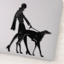 Dama Art Déco y Borzoi Calcomanía de Vinilo Recort