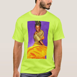 Dama con camiseta de vestir amarillo