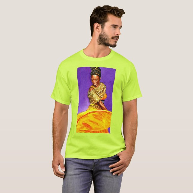 Dama con camiseta de vestir amarillo (Anverso completo)