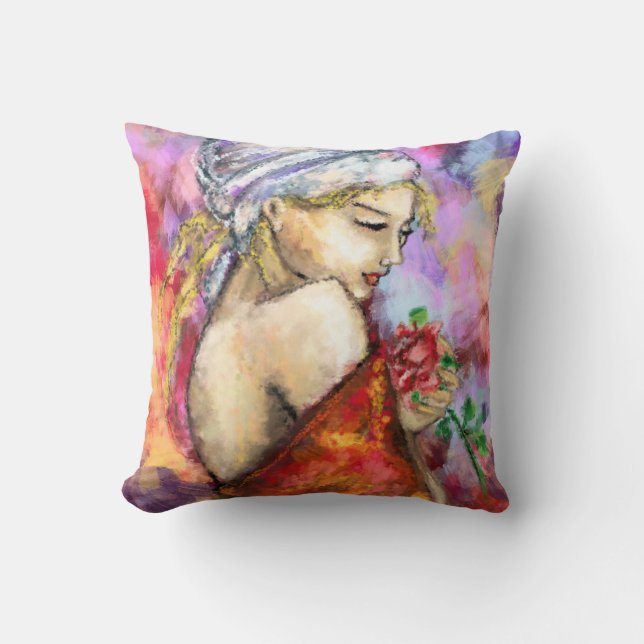 Dama con Rosa Cojín decorativo mujer moderna pintu (Anverso)